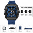 Naviforce Reloj de Cuarzo Azul y Negro 3 ATM con Cronógrafo, Correa de Silicona y Diámetro de 43mm.