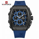 Naviforce Reloj de Cuarzo Azul y Negro 3 ATM con Cronógrafo, Correa de Silicona y Diámetro de 43mm.