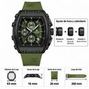 Naviforce Reloj de Cuarzo Verde y Negro 3 ATM con Cronógrafo, Correa de Silicona y Diámetro de 43mm.