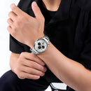 Naviforce Reloj de Cuarzo Blanco y Plateado 3 ATM con Cronógrafo, Correa de Acero Inoxidable y Diámetro de 42mm.