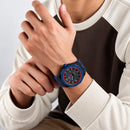 Naviforce Reloj de Cuarzo Negro y Azul 3 ATM con Calendario, Correa de Silicona y Diámetro de 46mm.