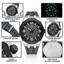Naviforce Reloj de Cuarzo Negro y Gris 3 ATM con Calendario, Correa de Silicona y Diámetro de 46mm.