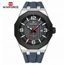 Naviforce Reloj de Cuarzo Negro y Gris 3 ATM con Calendario, Correa de Silicona y Diámetro de 46mm.