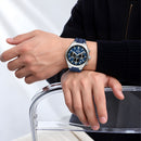 Naviforce Reloj de Cuarzo Azul y Plateado 3 ATM con Cronógrafo, Correa de Silicona y Diámetro de 41mm.