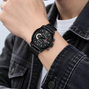 Naviforce Reloj Analógico Multifunción Negro para Hombre con Correa de Acero Inoxidable, Diámetro de 48 mm, Cristal Mineral Endurecido y Resistencia al Agua 3 ATM.