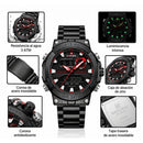 Naviforce Reloj Analógico y Digital de Hombre con Esfera Negra y Roja Ø46.5 mm, Correa de Acero Inoxidable Negra, Cristal Mineral Endurecido y Resistencia al Agua 3 ATM