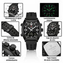 Naviforce Reloj Analógico y Digital para Hombre, Esfera Negra Ø43 mm, Correa de Silicona, Cristal Mineral Endurecido y Resistencia al Agua 3 ATM