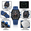 Naviforce Reloj Analógico y Digital de Hombre con Esfera Negra Ø43 mm, Correa de Silicona Azul Oscuro, Cristal Mineral Endurecido y Resistencia al Agua 3 ATM