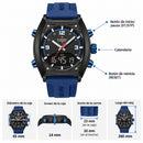 Naviforce Reloj Analógico y Digital de Hombre con Esfera Negra Ø43 mm, Correa de Silicona Azul Oscuro, Cristal Mineral Endurecido y Resistencia al Agua 3 ATM