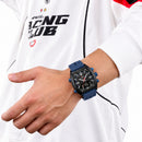 Naviforce Reloj Analógico y Digital de Hombre con Esfera Negra Ø43 mm, Correa de Silicona Azul Oscuro, Cristal Mineral Endurecido y Resistencia al Agua 3 ATM