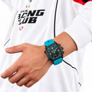 Naviforce Reloj Analógico y Digital de Hombre con Esfera Negra Ø43 mm, Correa de Silicona Turquesa, Cristal Mineral Endurecido y Resistencia al Agua 3 ATM