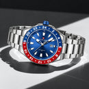 Naviforce Reloj de Cuarzo Azul y Rojo 3 ATM con Calendario, Correa de Acero Inoxidable y Diámetro de 42mm.