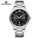 Naviforce Reloj de Cuarzo Negro con Calendario, Correa de Acero Inoxidable, Diámetro de 40 mm y Resistencia al Agua 3 ATM.