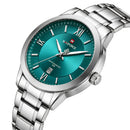 Naviforce Reloj de Cuarzo Verde y Plateado 3 ATM con Calendario, Correa de Acero Inoxidable y Diámetro de 40mm.