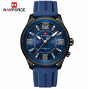 Naviforce Reloj de Cuarzo Azul y Negro 3 ATM con Cristal Mineral Endurecido, Correa de Silicona y Diámetro de 45mm.