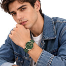 Naviforce Reloj de Cuarzo Verde y Oro Rosa 3 ATM con Cristal Mineral Endurecido, Correa de Silicona y Diámetro de 45mm.