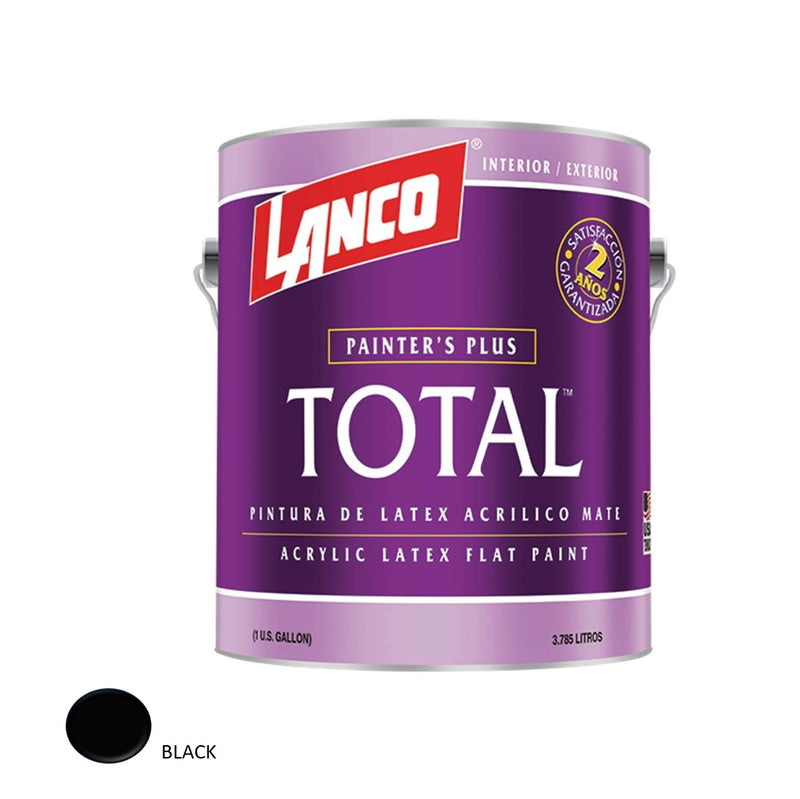 Pintura de aceite Total Latex Color Negro de 1 galon Lanco