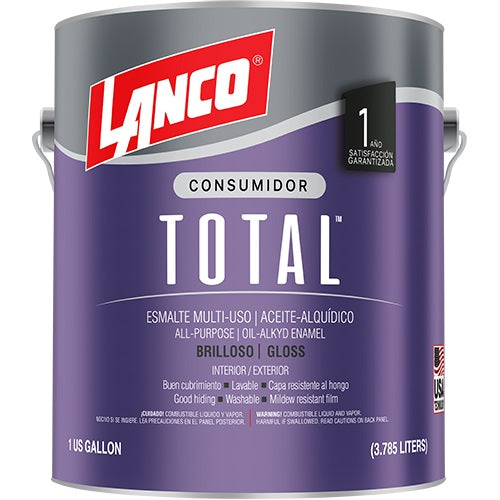 Pintura de aceite Total Latex. Color negro de 1/4 galon Lanco