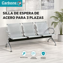 Silla de espera de acero 3 puestos. Banca Metálica  con Respaldo para Recepciones Consultorios y Salas de Espera.  175 × 63 × 75cm.