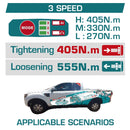 Llave de Impacto Dado Cuadrado 1/2" 20V 405Nm. Incluye  2 Baterías  y 1 cargador.