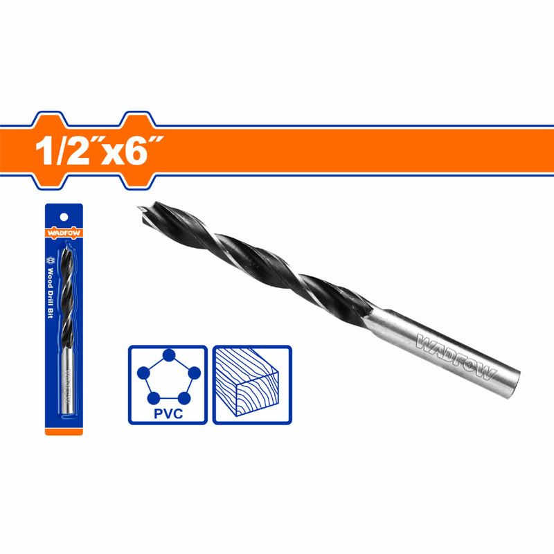 Broca para madera tipo gusano 1/2"×6"