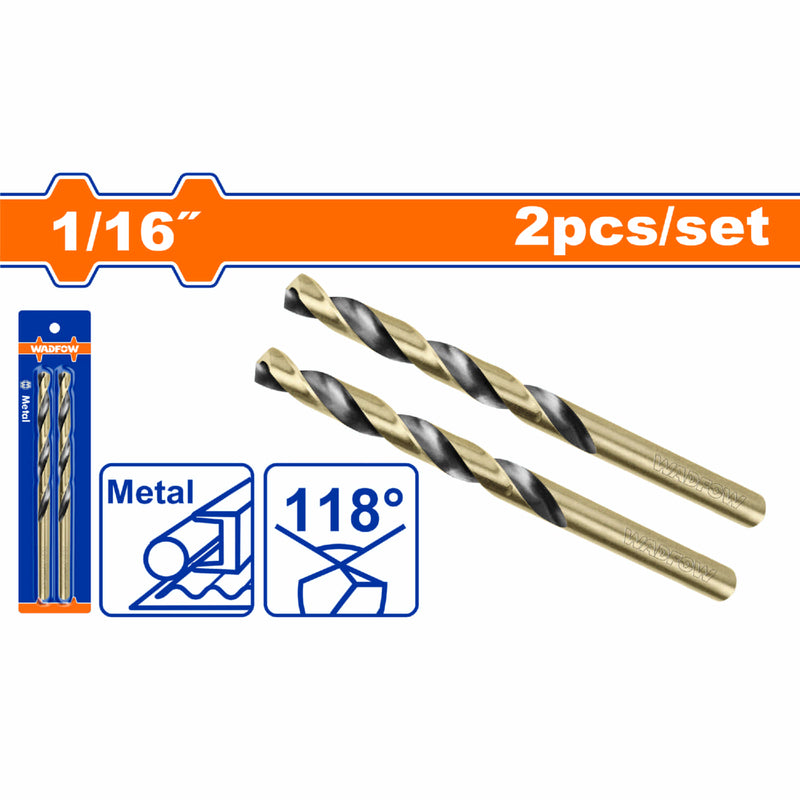 Brocas HSS de 1/16". Acero Alta Velocidad. Set de 2 piezas.