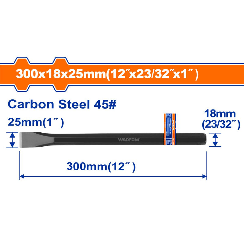 Cincel Frío 25x18x300mm. Tratamiento térmico. Acero al carbono.