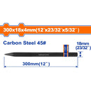 Cincel Frío 4x18x300mm. Tratamiento térmico. Acero al carbono.