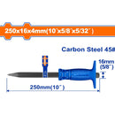 Cincel de Hormigón de 4x16x250mm Tratamiento térmico. Acero al carbono.