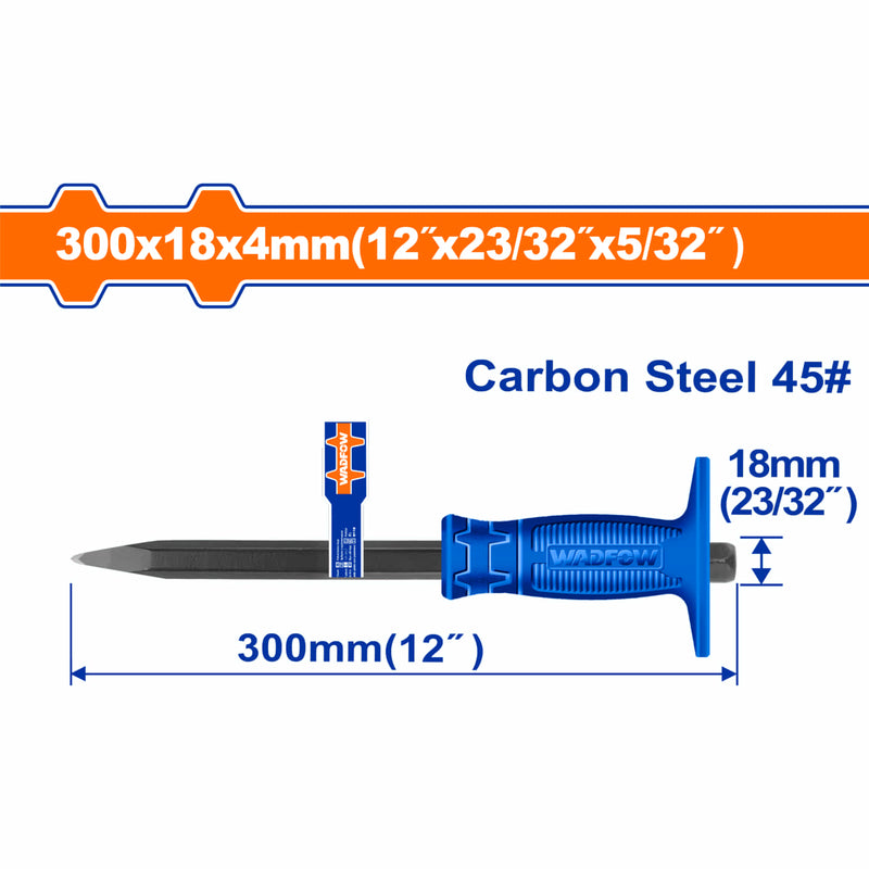 Cincel de Hormigón de 4x18x300mm Tratamiento térmico. Acero al carbono