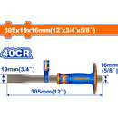 Cincel Frío 19x16x305mm. Recubrimiento en polvo límpido. 40CR. Tratamiento térmico. Long.305mm.