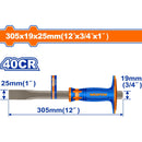 Cincel Frío 25x19x305mm. Recubrimiento en polvo límpido. 40CR. Tratamiento térmico