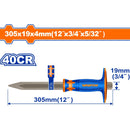 Cincel de Hormigón 4x19x305mm. Recubrimiento en polvo límpido. 40CR. Tratamiento térmico