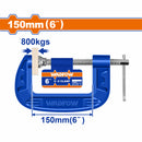 Abrazadera G de 6" (150mm) Rosca en forma de T. Cuerpo de hierro fundido.