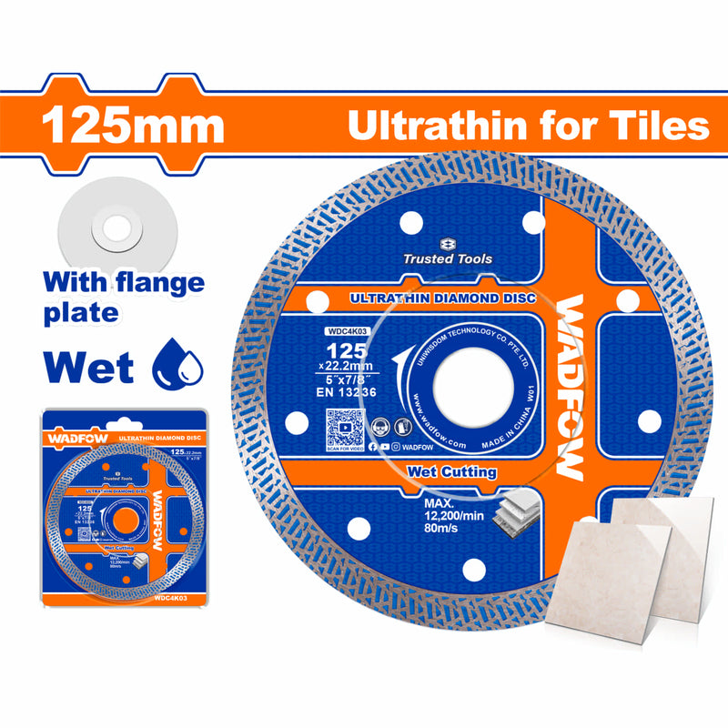 Disco de Diamante Ultradelgado para Azulejos 125mm. Húmedo. Con placa de brida.