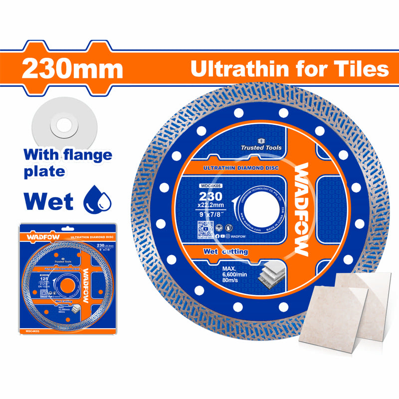 Disco de Diamante Ultradelgado para Azulejos 230mm. Húmedo. Con placa de brida.