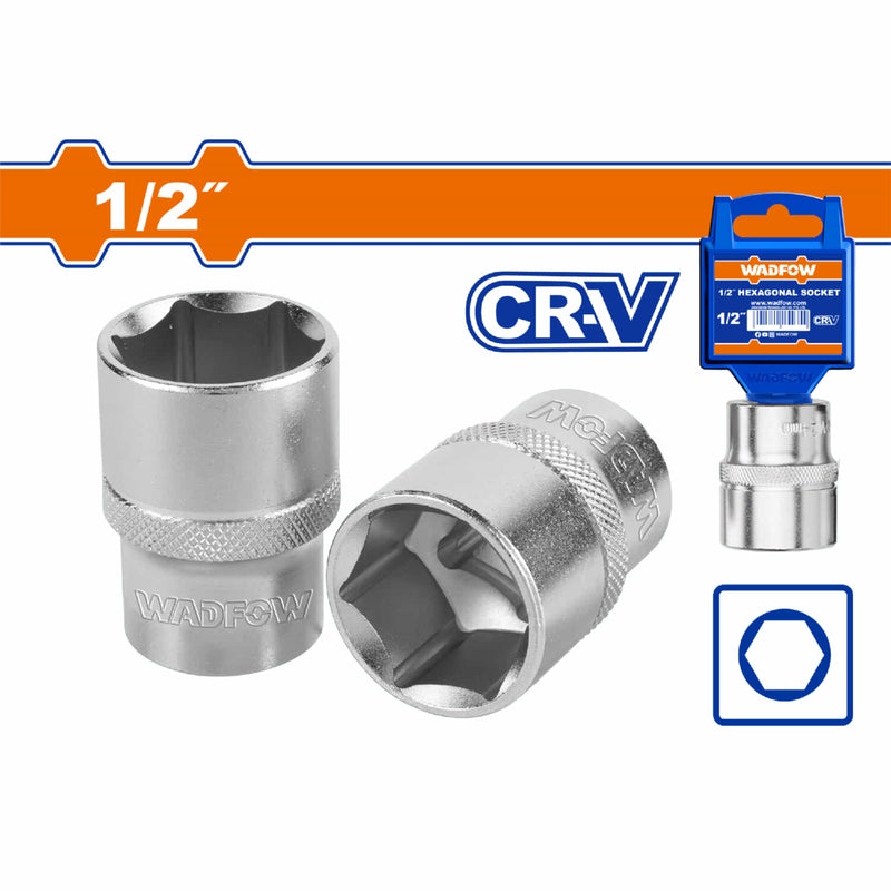 Socket 1/2" Hexagonal 17mm. CR-V. Tratamiento térmico. Material 50BV30. Alta dureza.