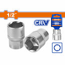 Socket 1/2" Hexagonal 30mm. CR-V. Tratamiento térmico. Material 50BV30. Alta dureza.