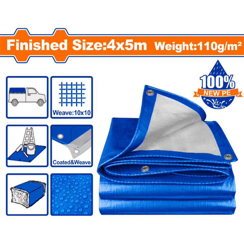 Lona Polietileno Azul 4x5m Peso: 110g/m2. Espesor: 0.15mm. Ambos lados laminados. Impermeable.