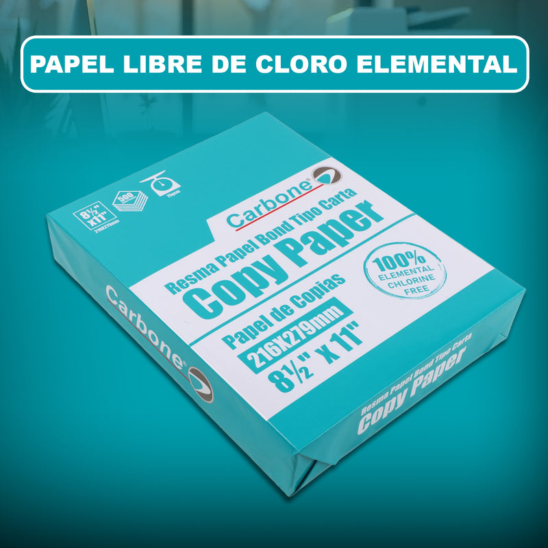 Resma Papel Bond tipo carta 8 1/2 x 11 - 500 hojas 75gsm