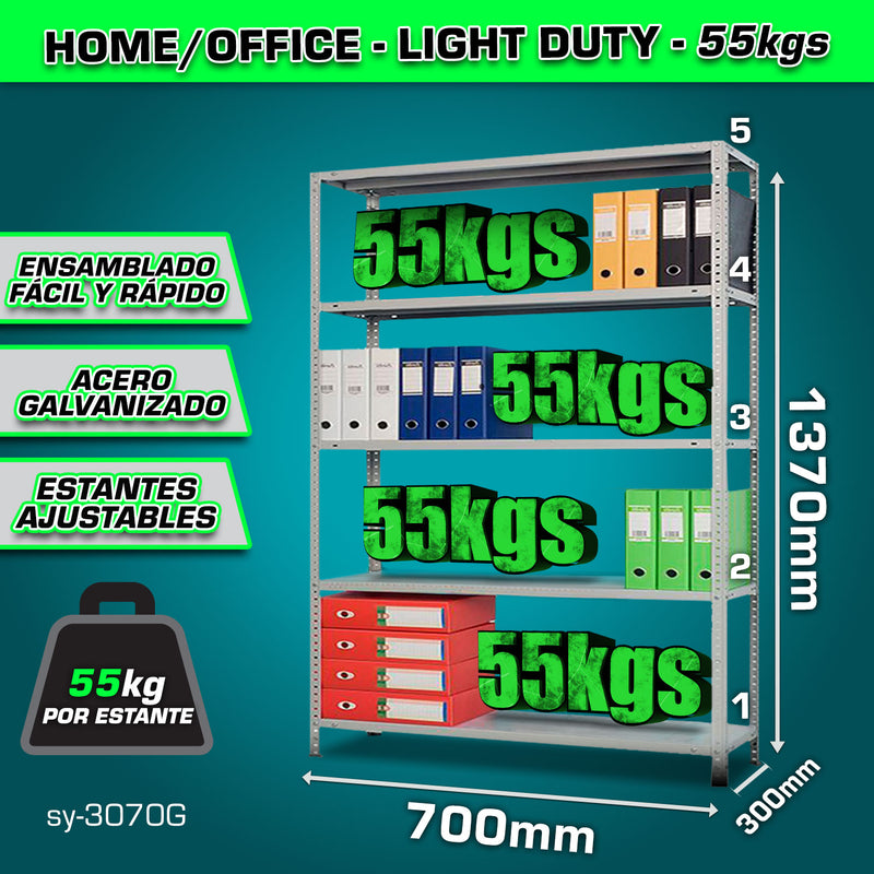 Estante de almacenamiento ajustable 4 niveles.305x705x1370mm. Carga:55Kg.Estanteria Arma rápido Rack