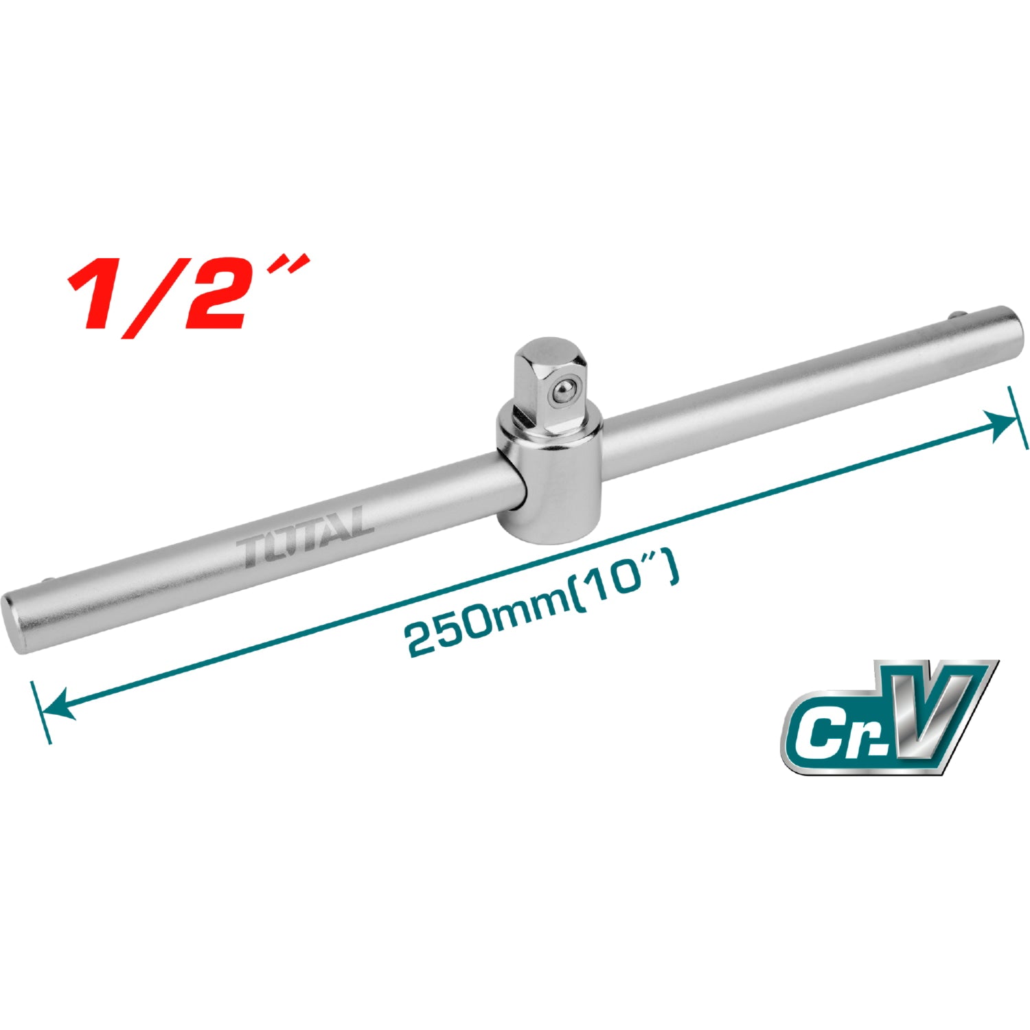 Extension Barra en T Deslizante de 1/2" DR. Longitud: 10" (250mm). Cr-V (50 BV 0). Cromado.