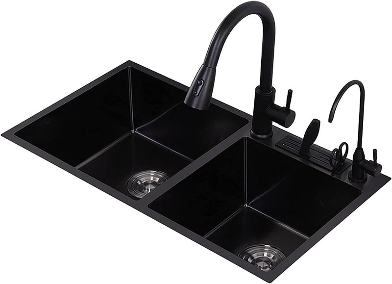 Grifo para Fregador de Cocina con manguera extraíble, Color Negro.