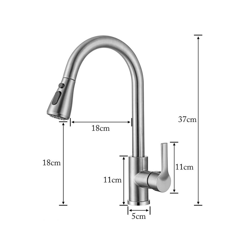 Grifo para Fregador de Cocina con manguera extraíble, Color Negro.