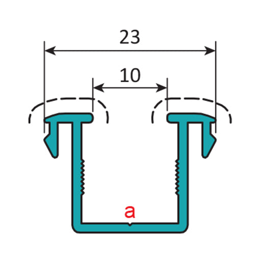 Reductor Hueco 22 mm a 10 mm. Espesor 1.25 mm. Largo 5.85 mts. Acabado Anodizado Negro 15 Micron. (D