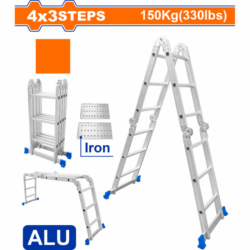 Escalera Multiposición 4x3 de Aluminio Carga máxima: 150Kg Altura escalon 270mm Escalera Plegable.