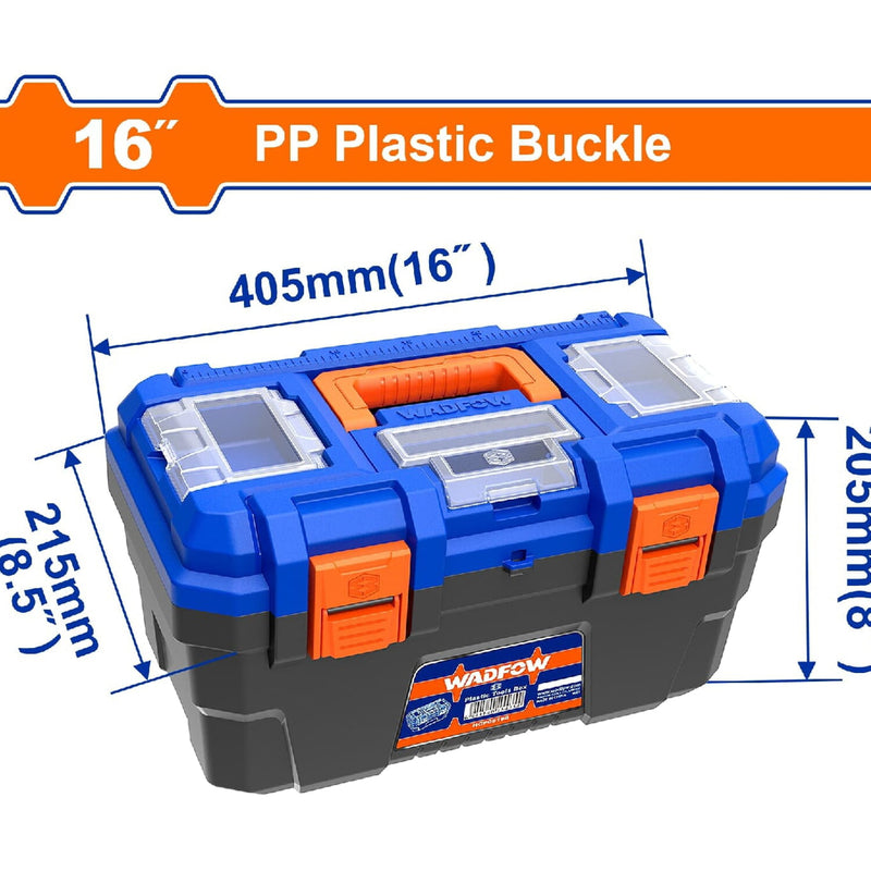 Caja de Herramientas 16" de Plástico. Carga máx. 15Kg. 16"x8.5"x8" Mango de alta resistencia.