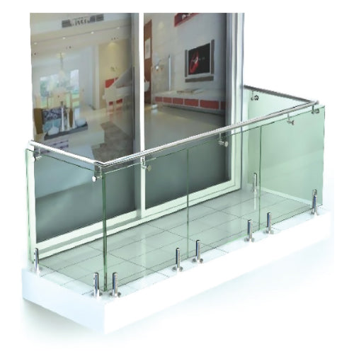 Soporte vertical para barandas de vidrio 254 alto tubo 31.75mmx3mm espesor perforaciones 12mm.