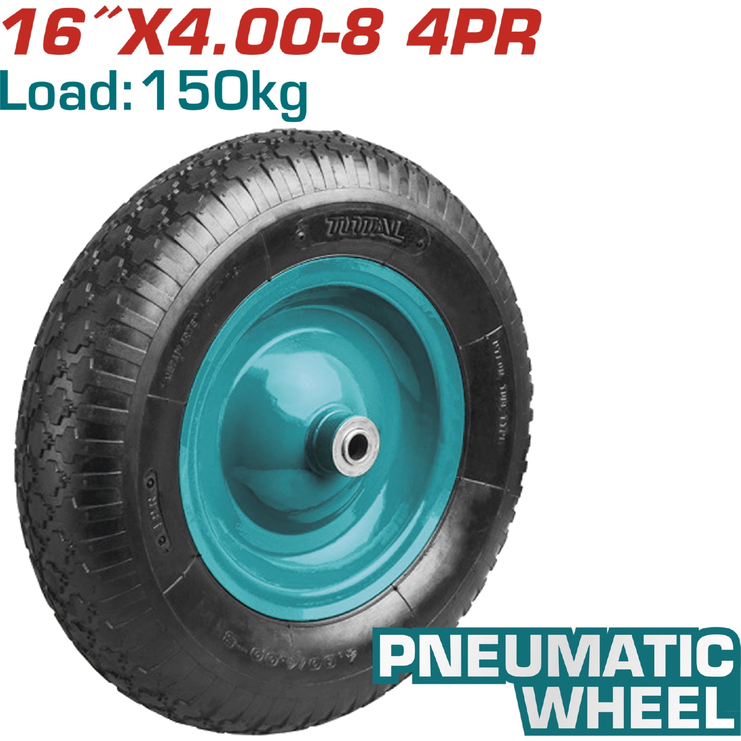 Rueda Neumatica para Carretillas de 150 Kg. de 16" x 4.00-8. - 4 + PR, Con líneas de diamante.