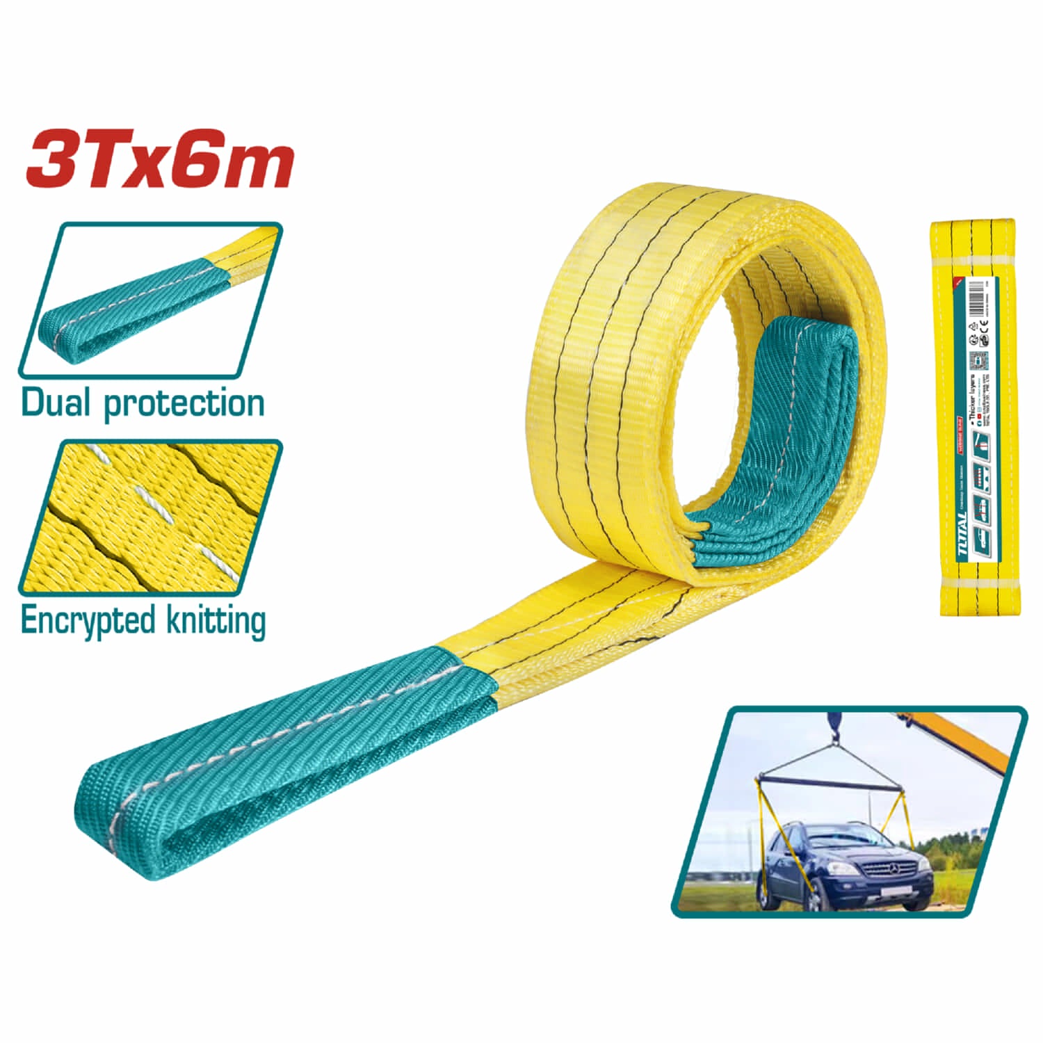 Eslinga ojo-ojo 3T x 6m. Ancho 90 mm